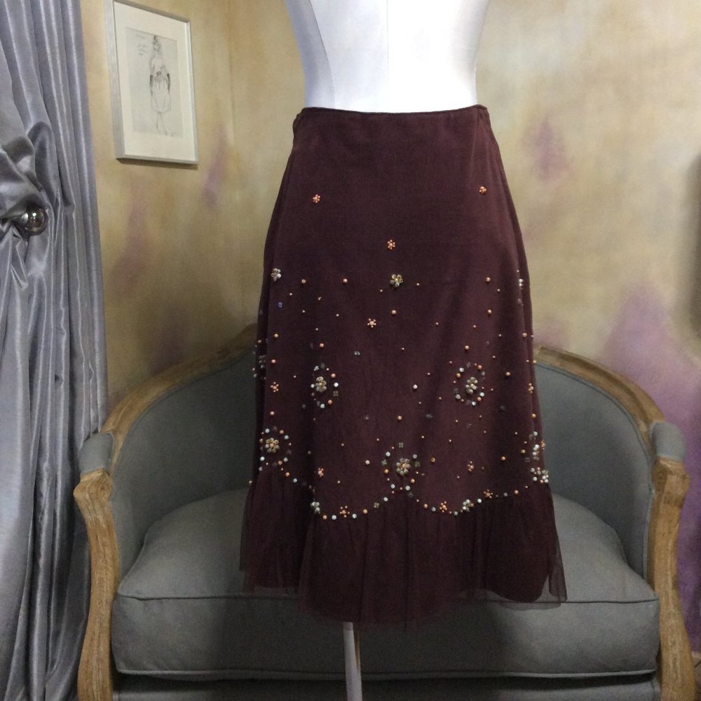 Persaman New York beaded calf-length skirt, size 2, worn once!